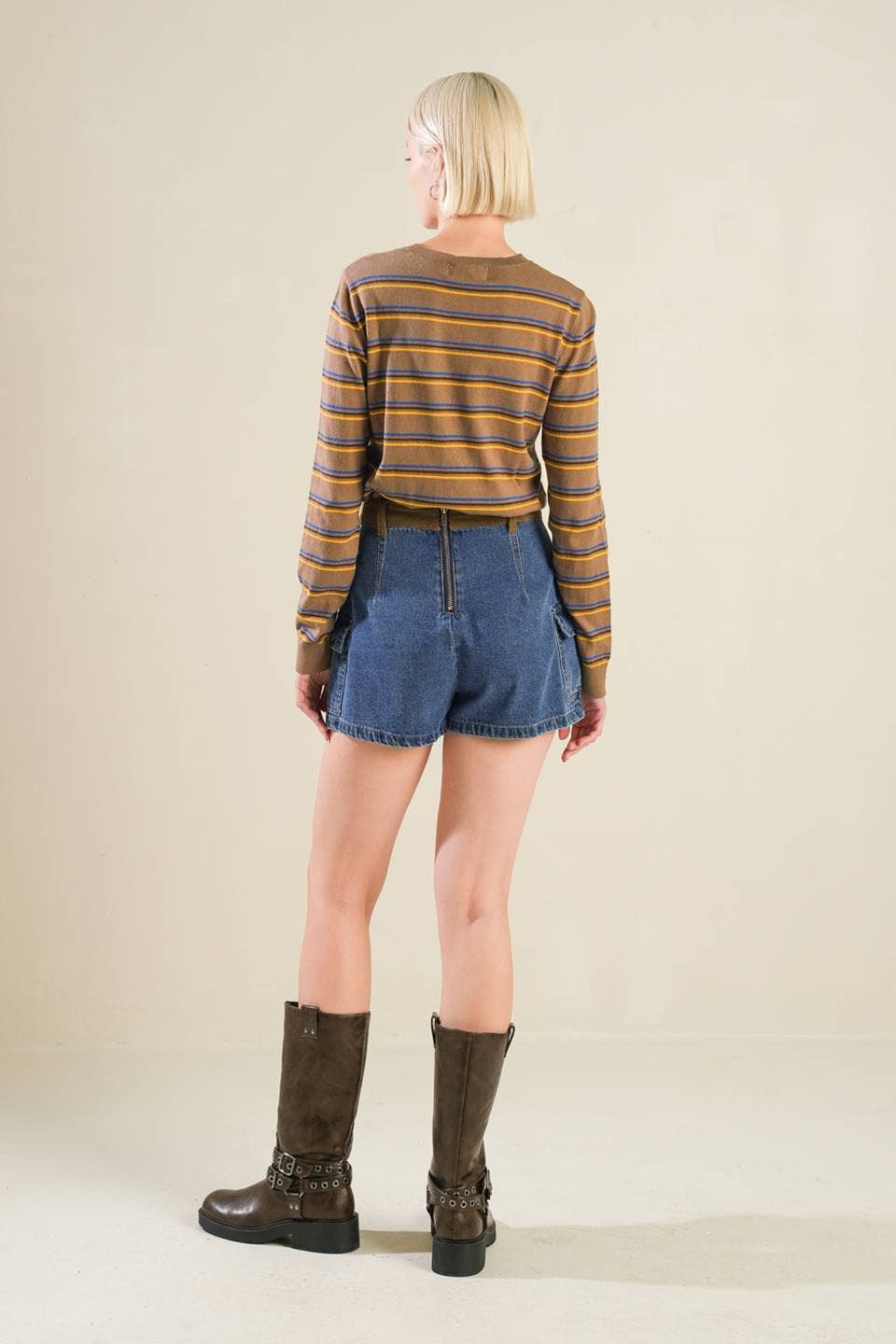 Haven Denim washed denim skort (part of a set)