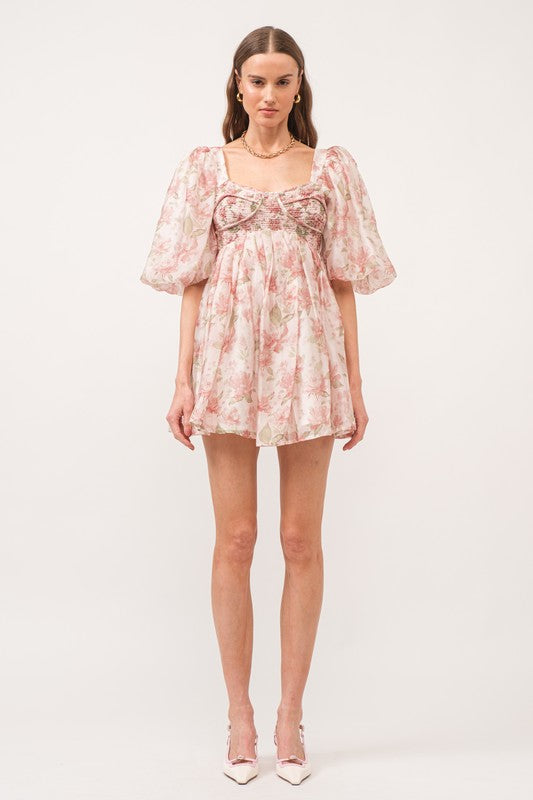 Enchanted Floral Puff Sleeve Mini