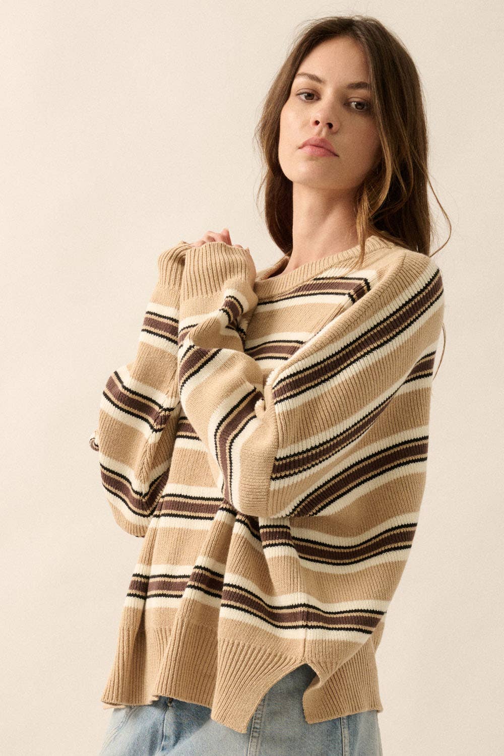 CHESTNUT Striped Knit Sweater