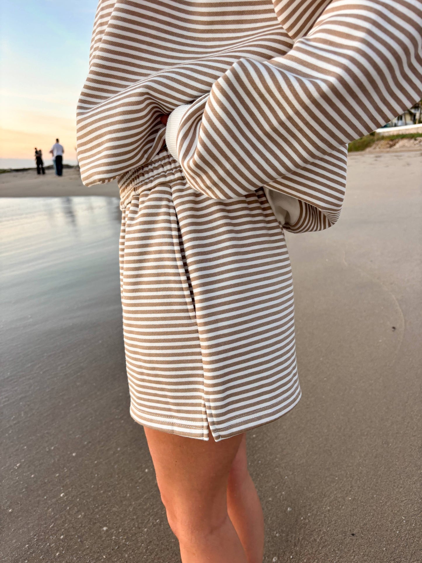 Brown and White Big Striped Shorts new