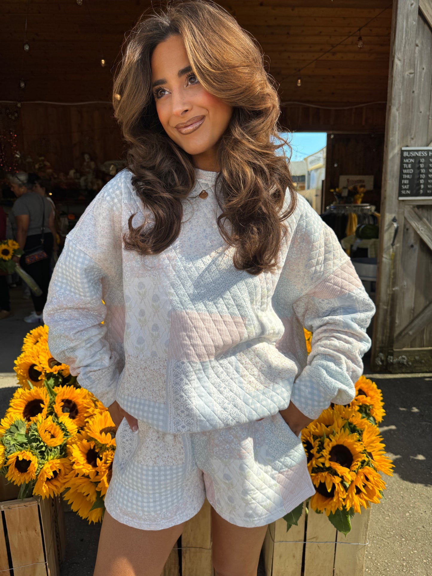 Shades Of Blue Quilted Pastel Sweatshirt