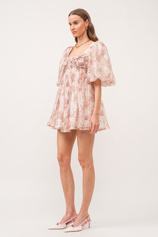 Enchanted Floral Puff Sleeve Mini