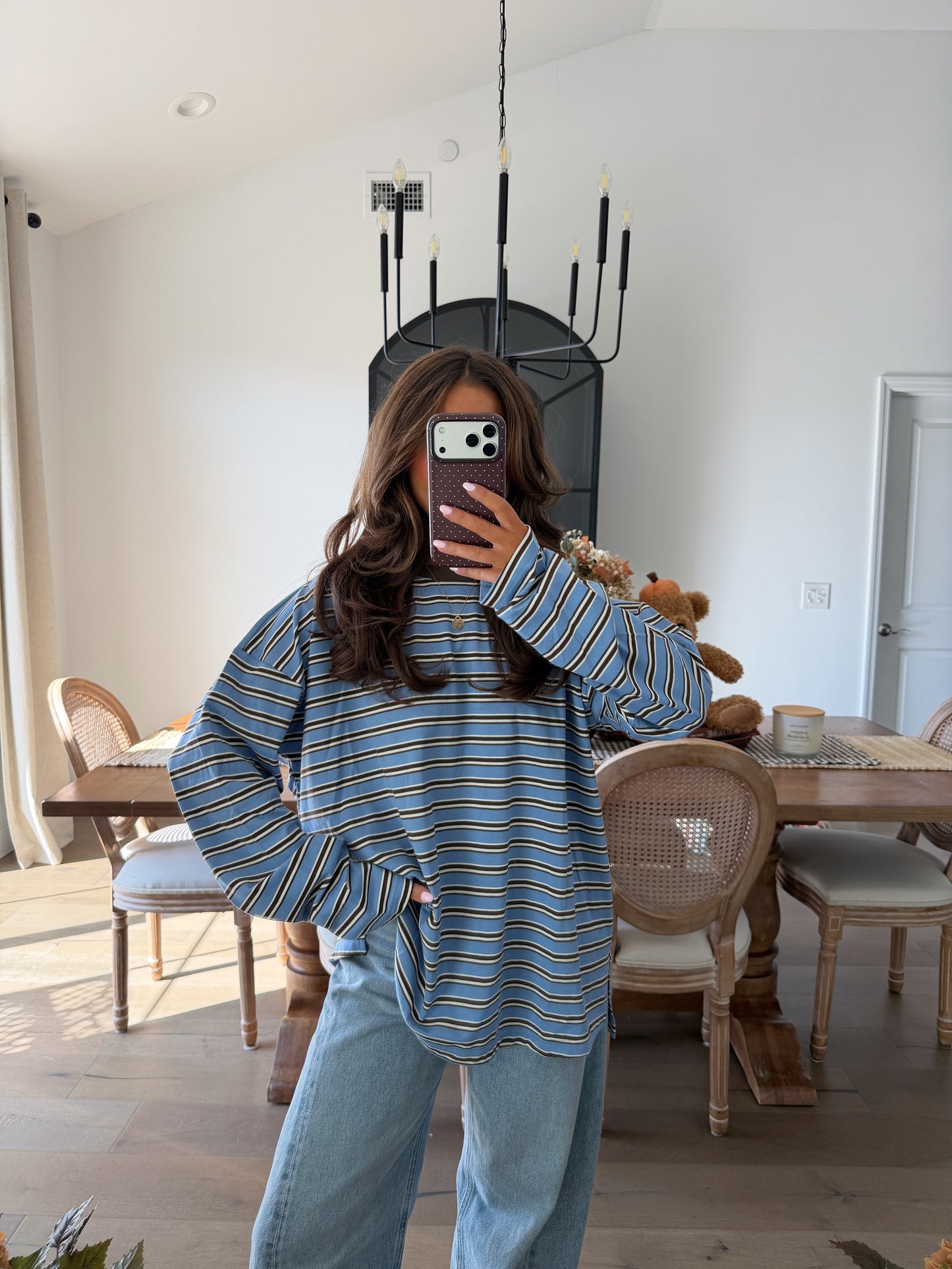 Mocha Blueberry striped Tee