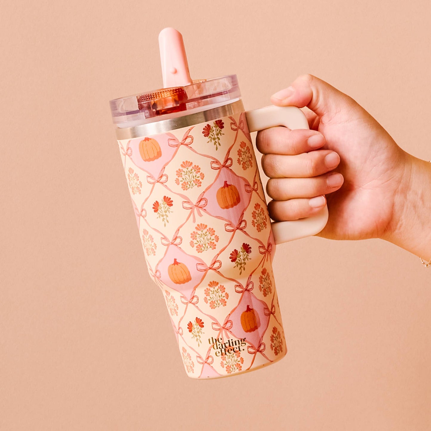 20 oz Lifestyle Flip Straw Tumbler-Patchwork Pumpkins