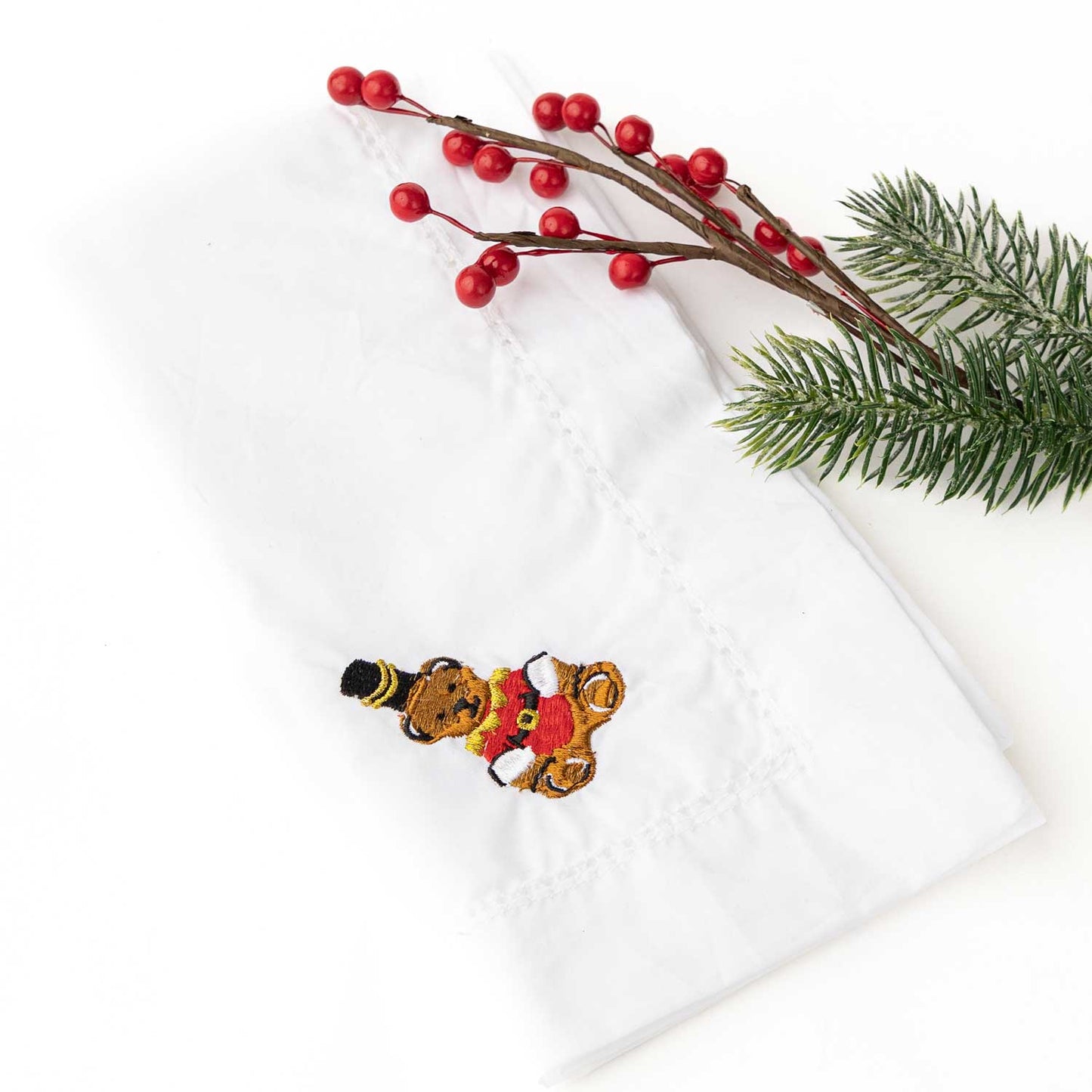 Teddy Bear Embroidered Dinner Napkin