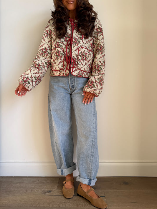 Cranberry Quilted Vintage Jacket Sage