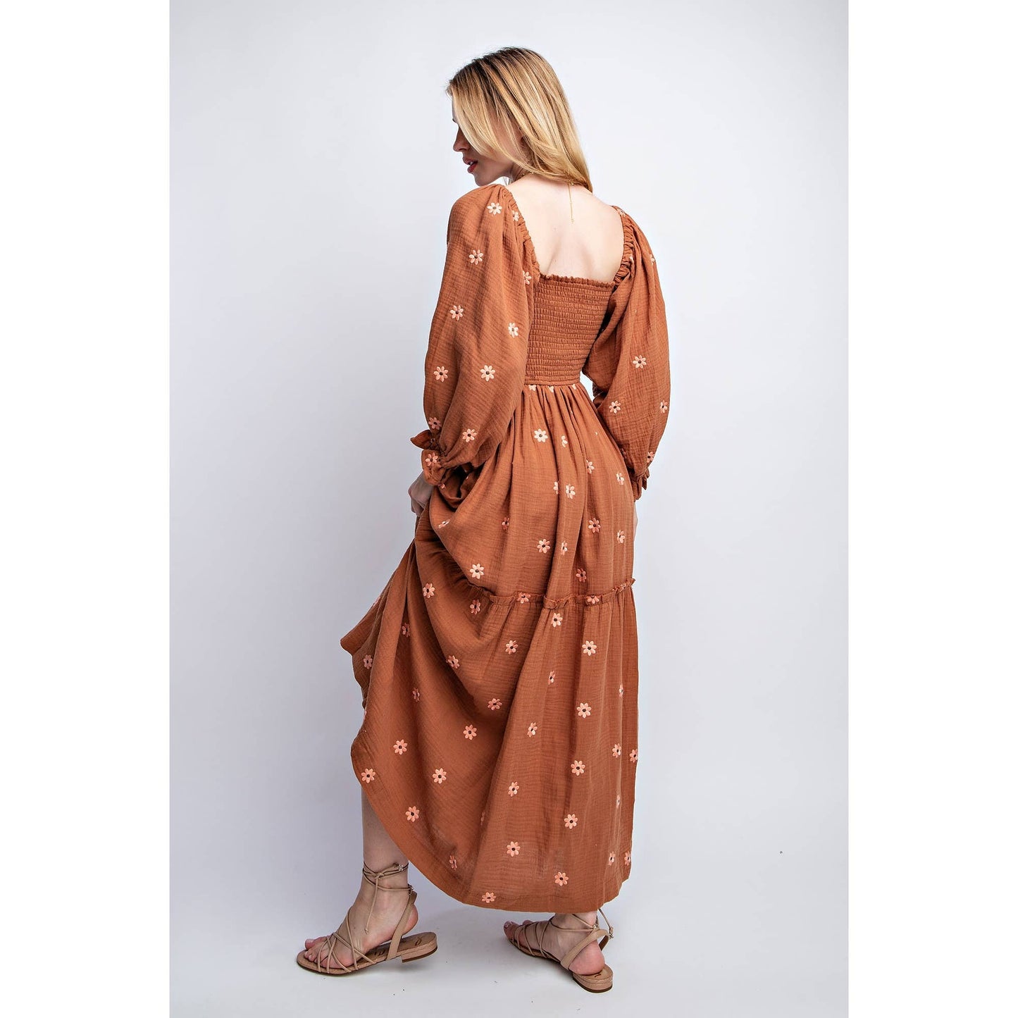 PRE-ORDER SEPTEMBER ARRIVAL Worthy GAUZE EMBROIDERY SMOCKING TIERED DRESS (estimated end of September )