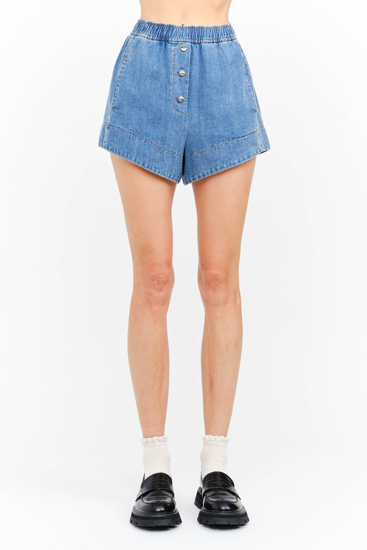 Ruffled Denim Autumn Short Set