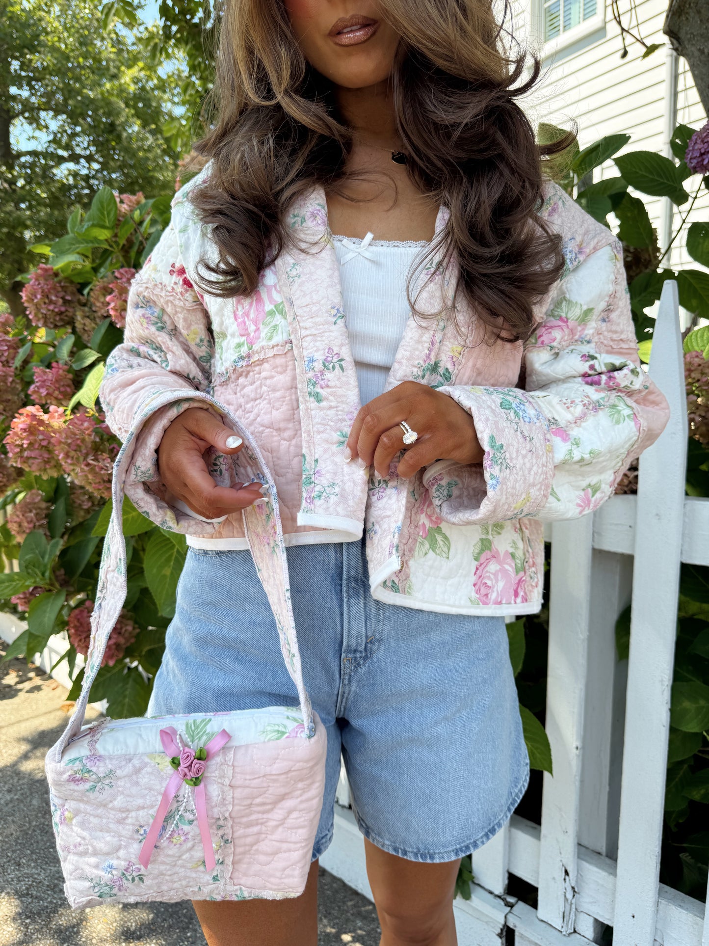 Cotton Candy Dreams Floral Vintage Shabby Chic Bespoke Quilted Jacket PREORDER