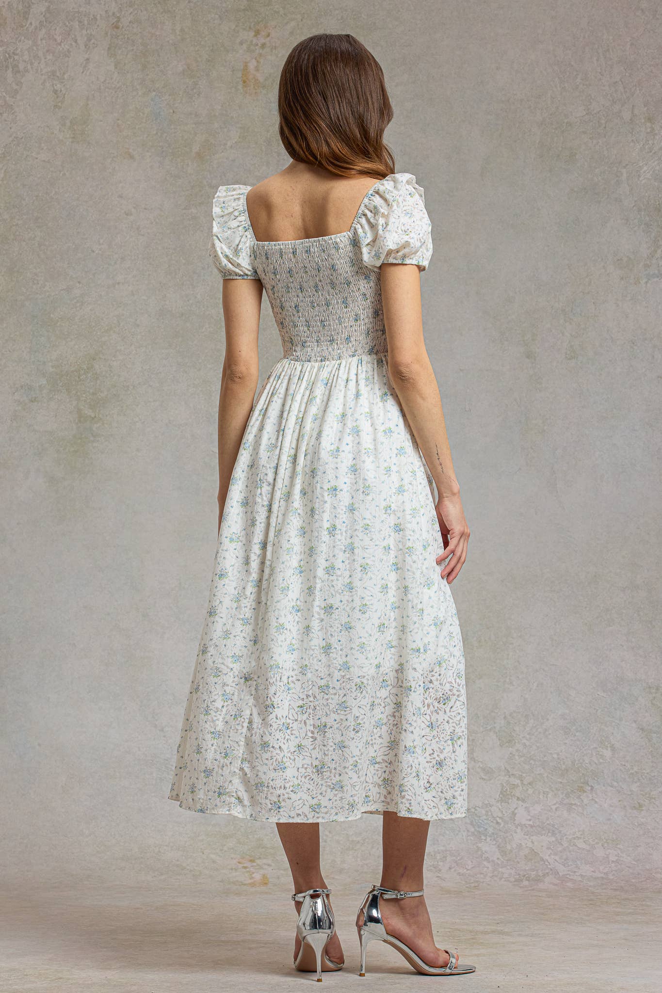 Vintage Lace Blossom Midi Dress