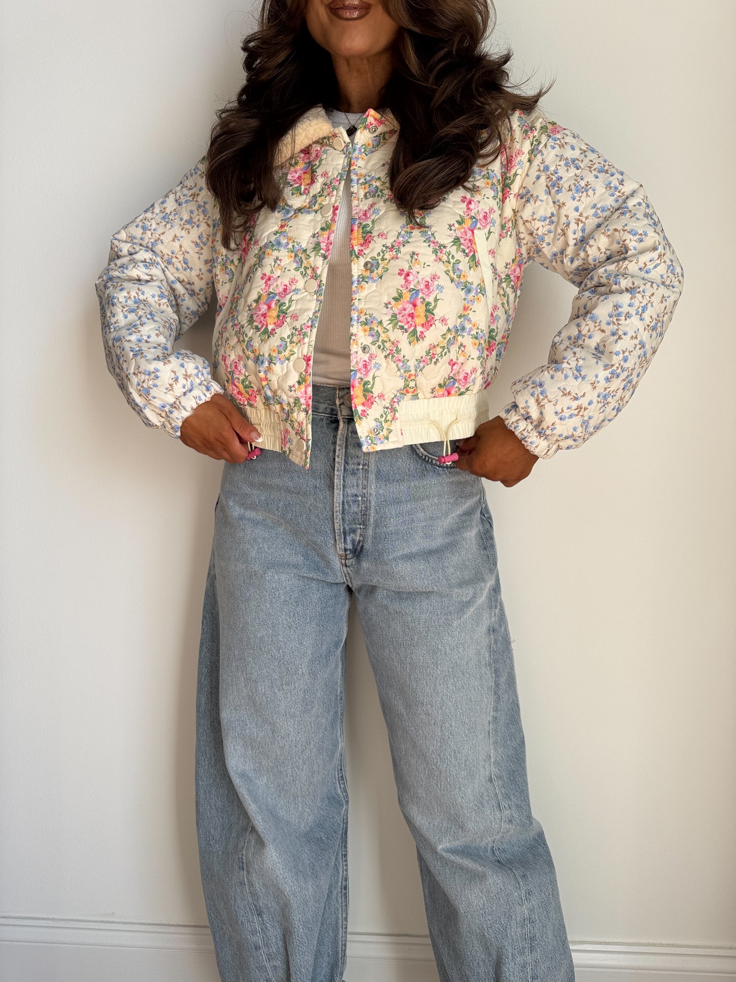 Forever Love In Bloom Quilted Sherpa Jacket