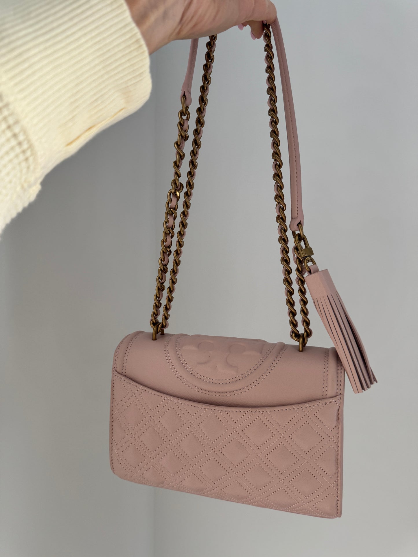 Tory Small Pink pebbled leather NEW