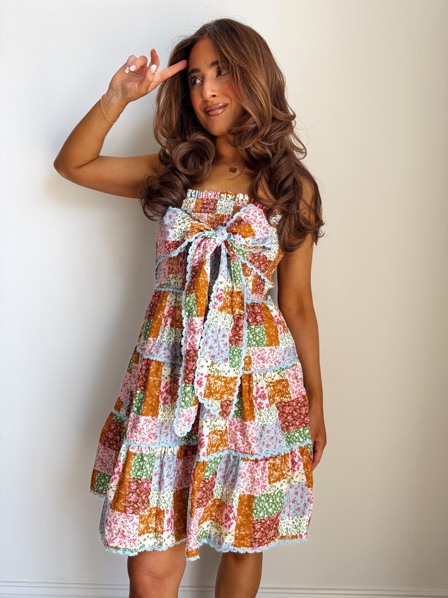 Fall Festival Patchwork Mini Dress