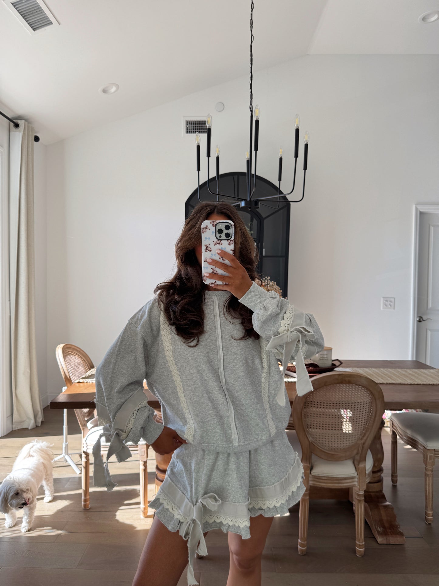 Darling Ribbons & Bows Grey Skort Set