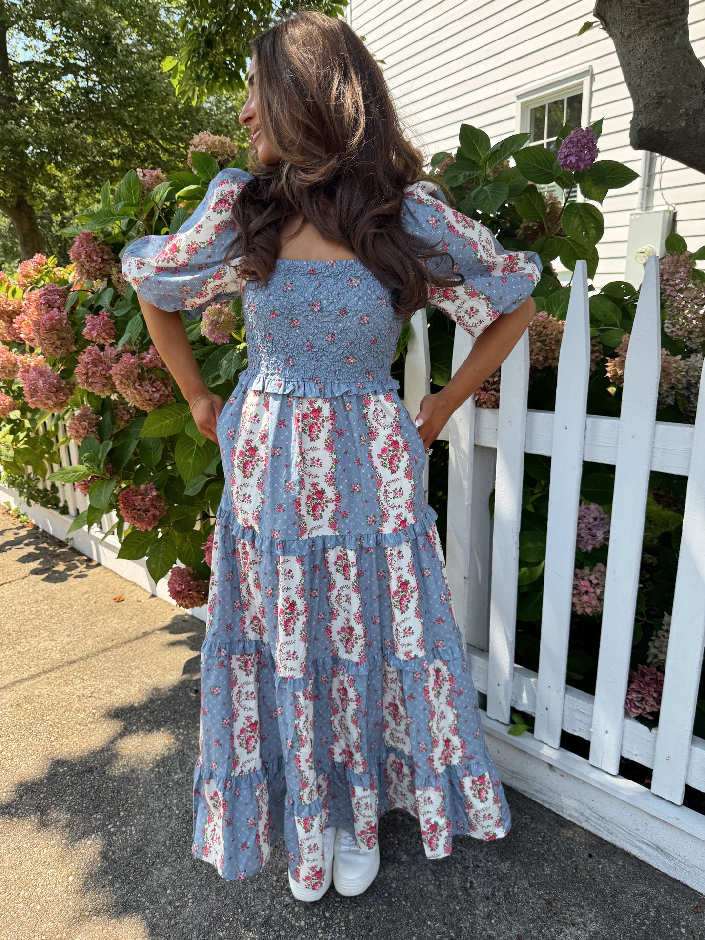 Sweet Bloom Puff Sleeve Midi (blue raspberry)