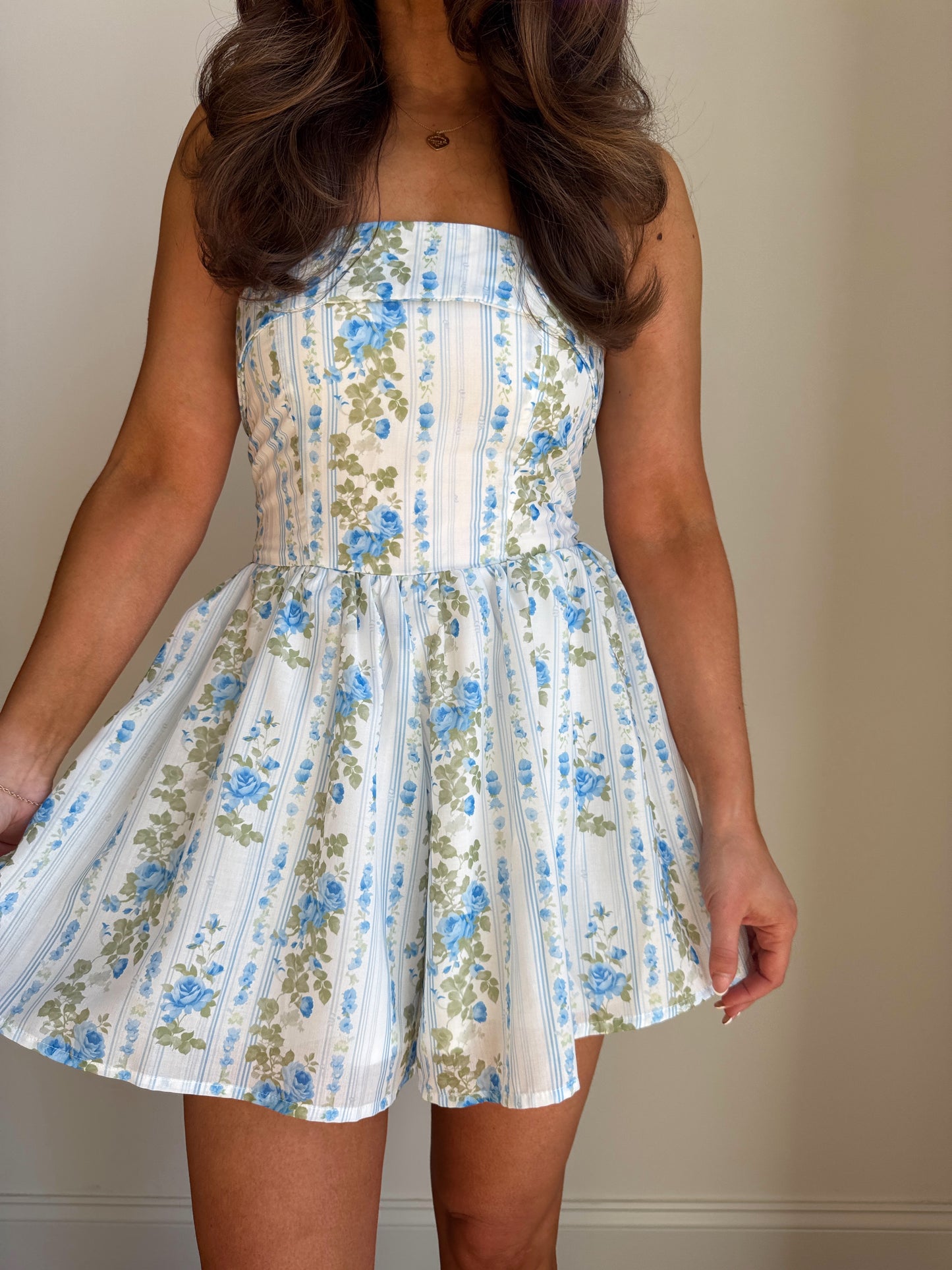 Skies Are Blue Floral Romper