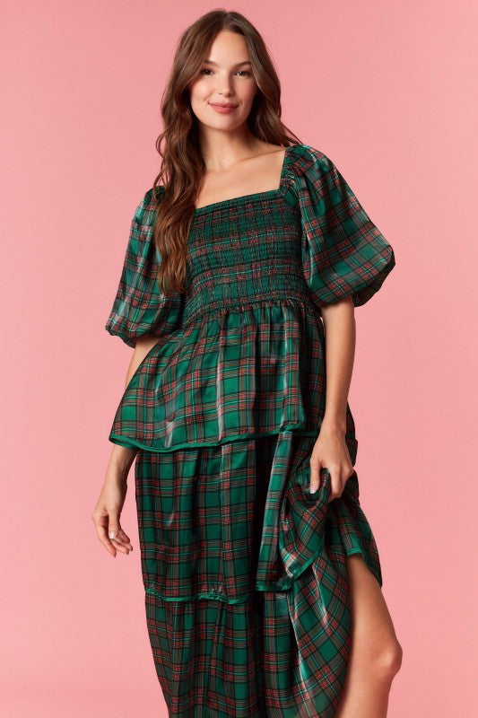 Oh Christmas Tree 🎄 Puff Sleeve Midi Dress