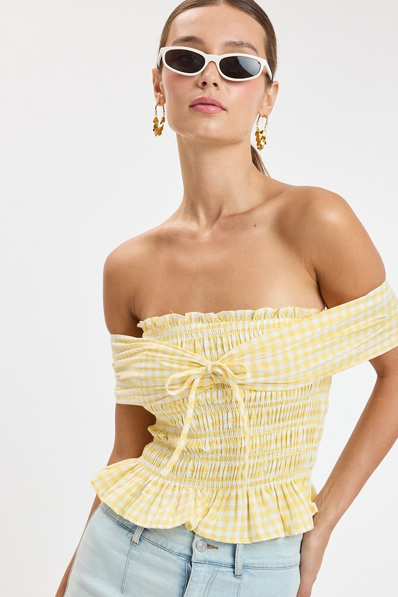 Lemon ๐ Picnic Smocked Top