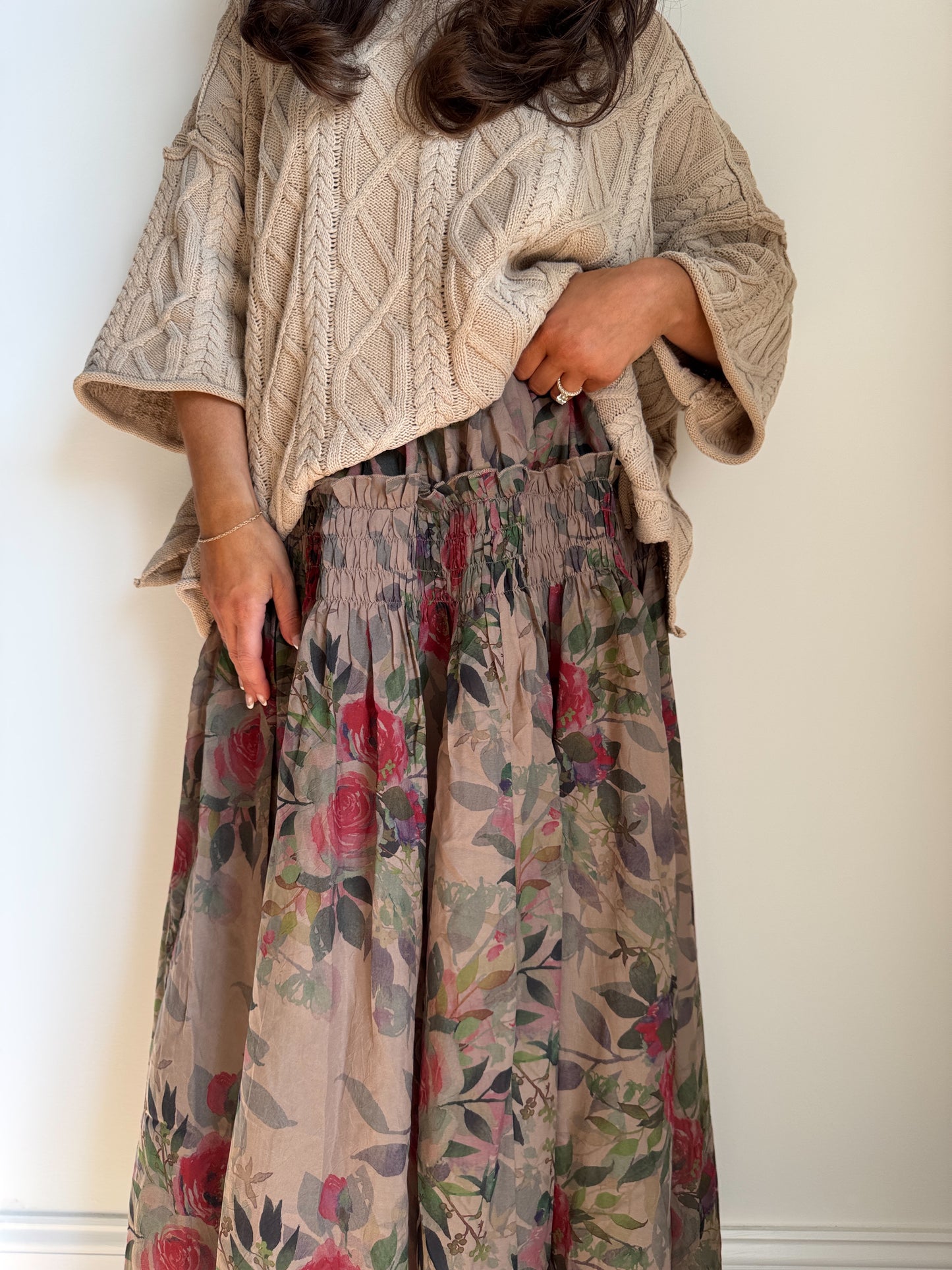 Chestnut Charm Floral Skirt