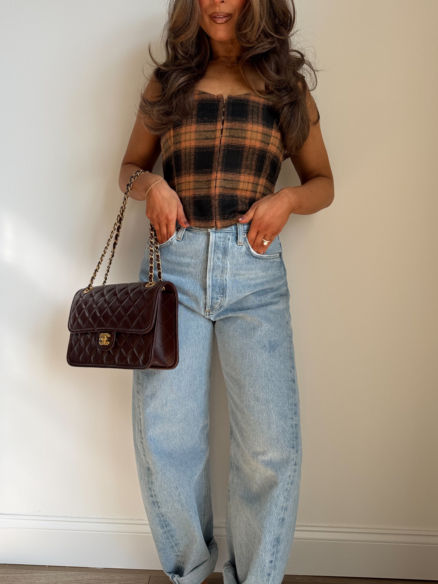 Game Day Flannel Corset Top