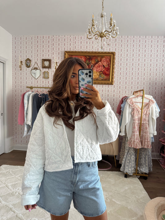 I do Darling Lace Eyelet Quilted Jacket