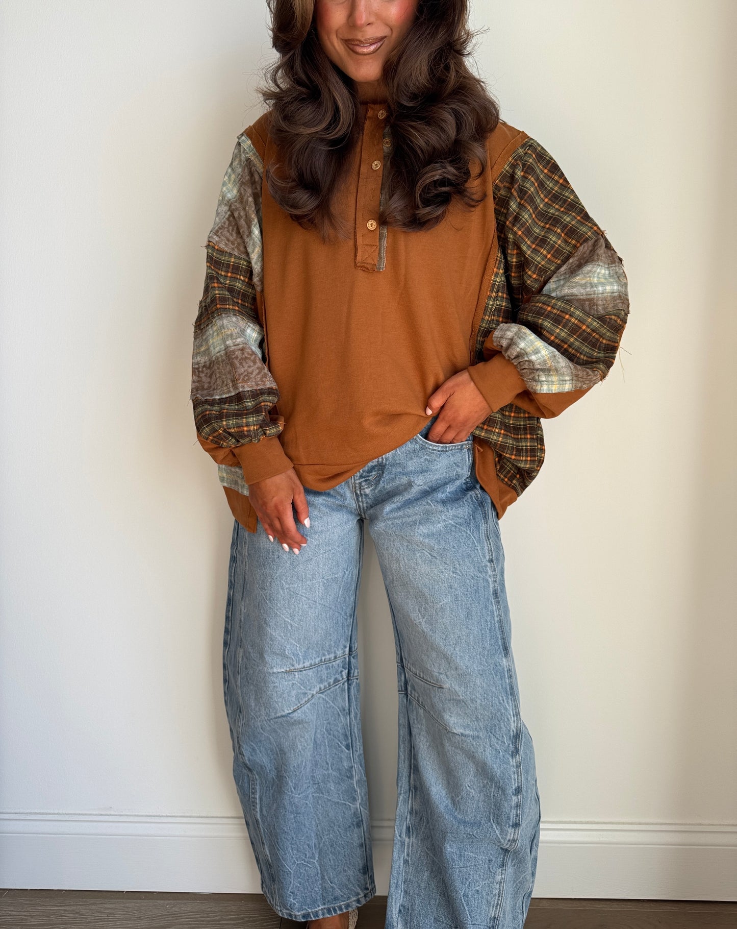 Pumpkin Spice Vintage Flannel Henley