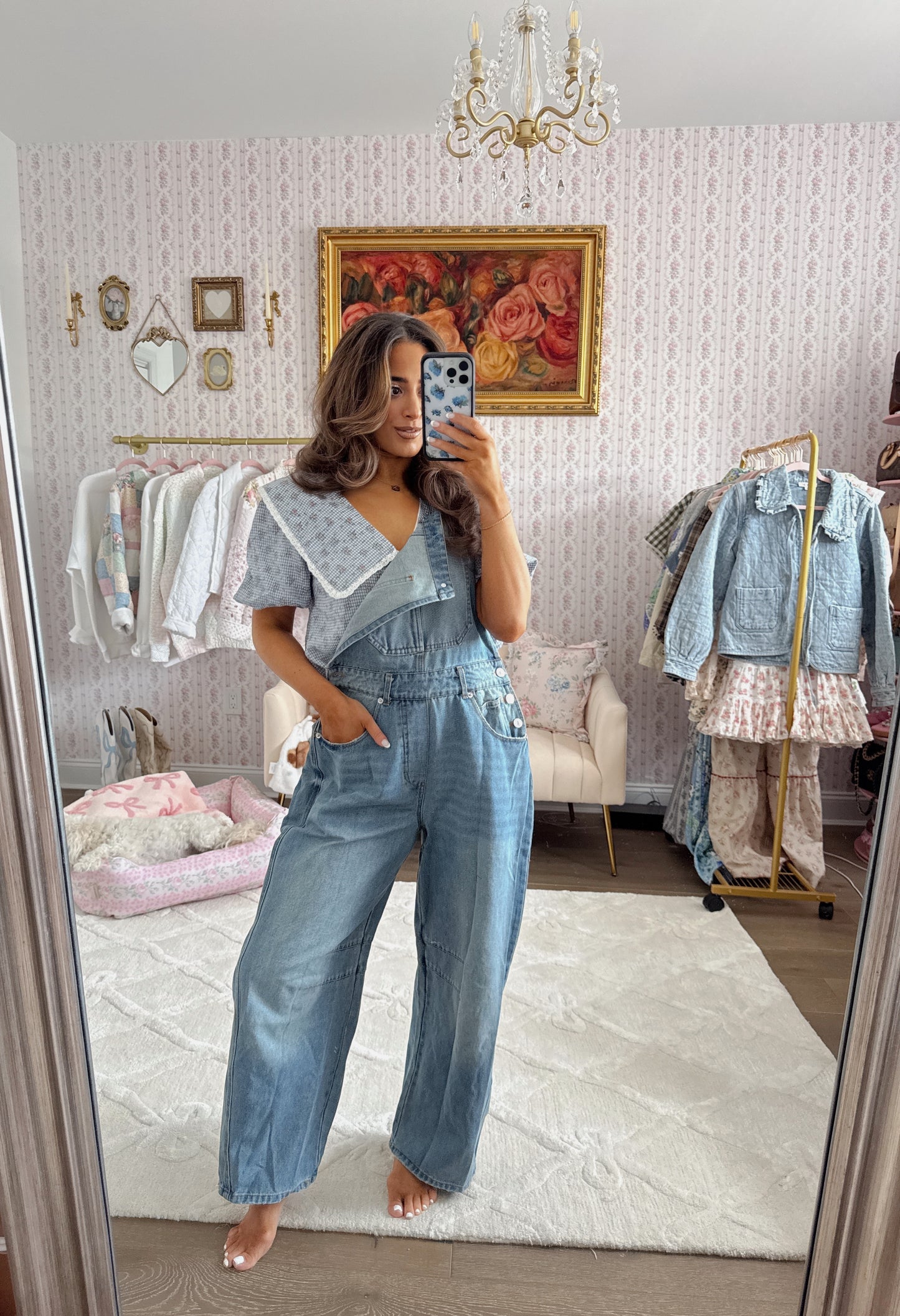 Denim Barrel Overalls