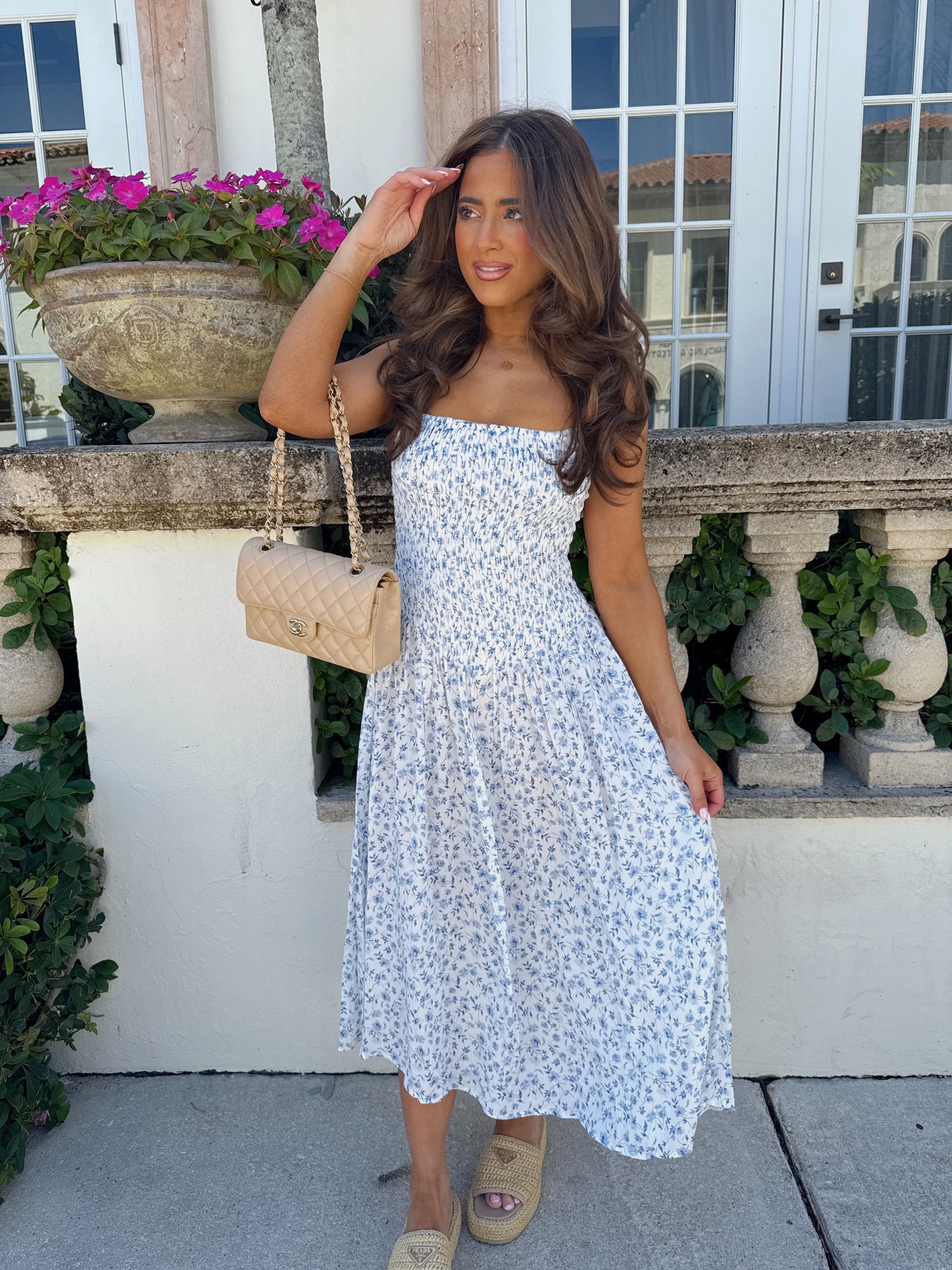 Dainty & Darlin Floral Smocked Midi