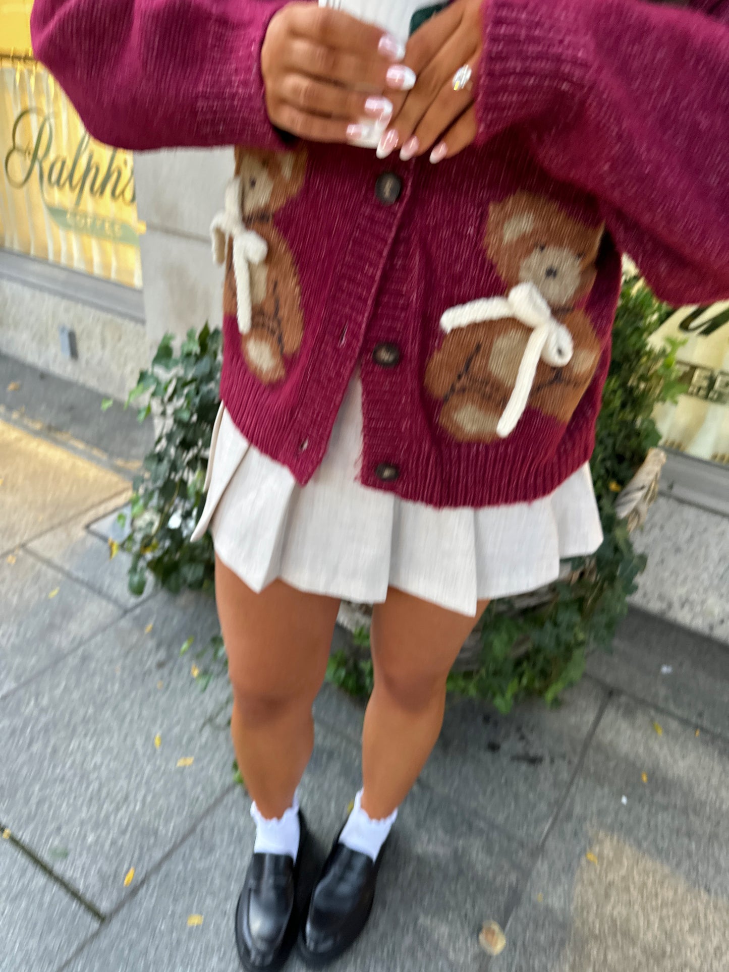 Teddy Bear Cardigan (Burgundy) 🧸 LIMITED EDITION in stock