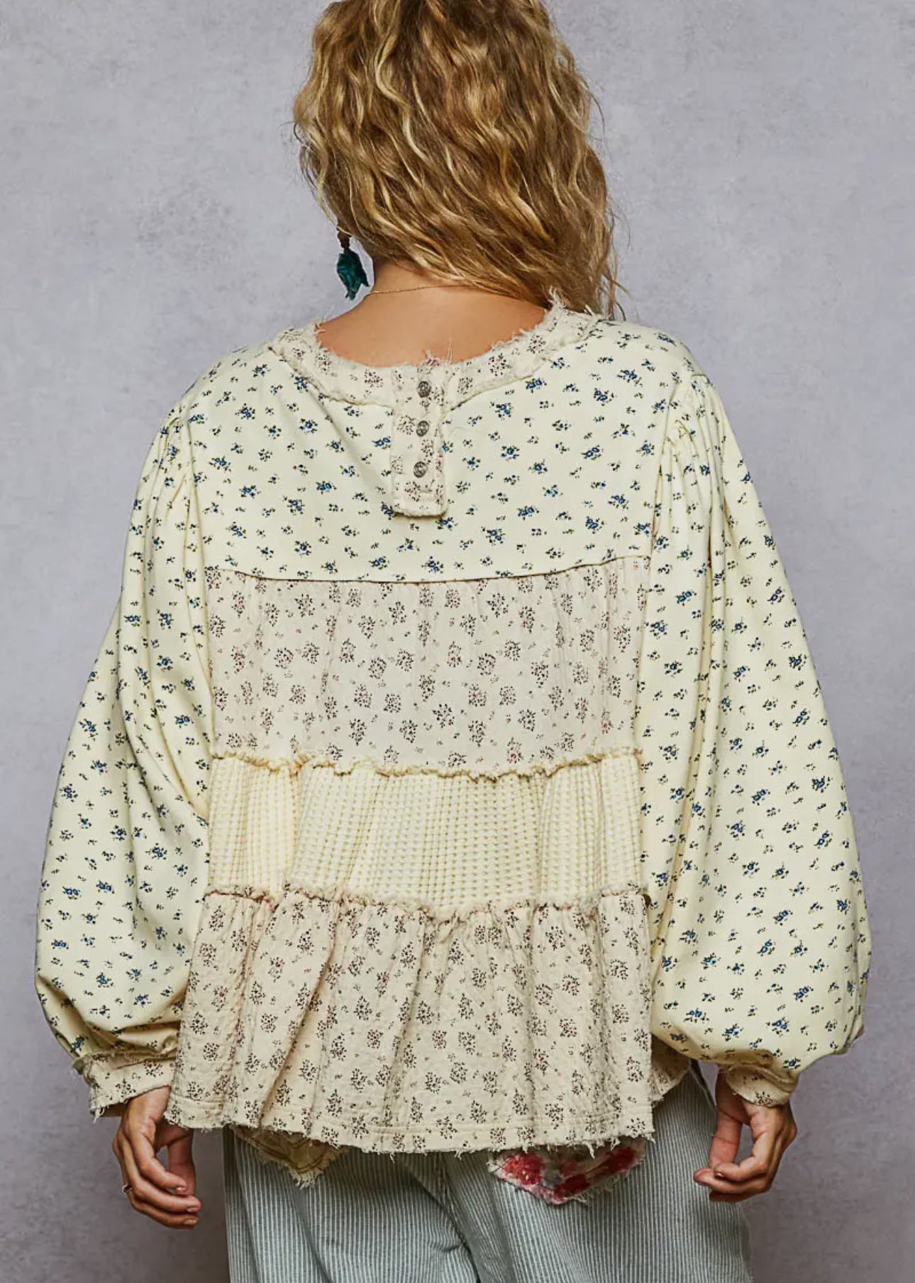 Mistletoe Willow Balloon Sleeve Top (Cream) BESTSELLER