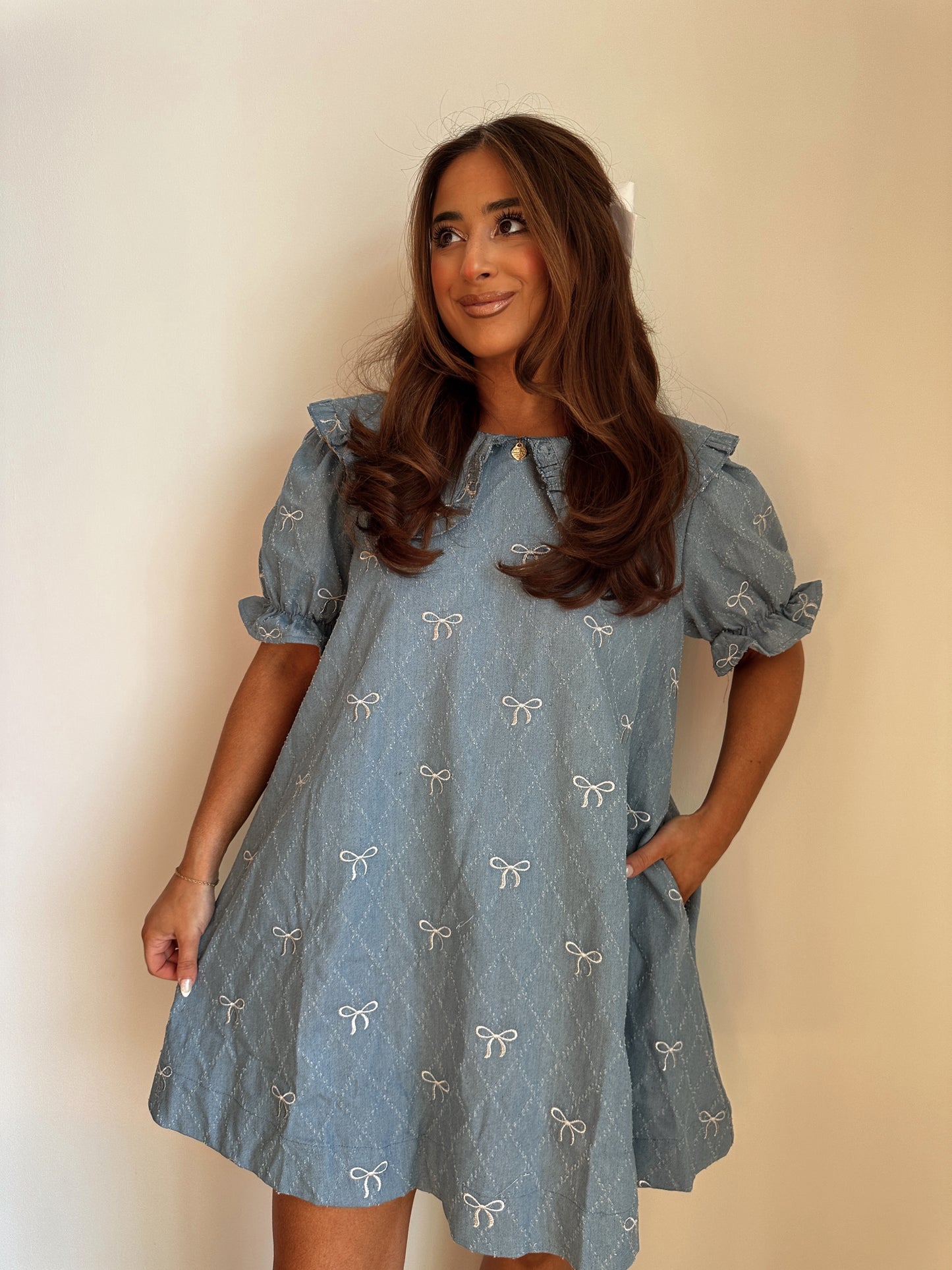 Hearts Aflutter Denim Dress (PRE-ORDER 3/29)