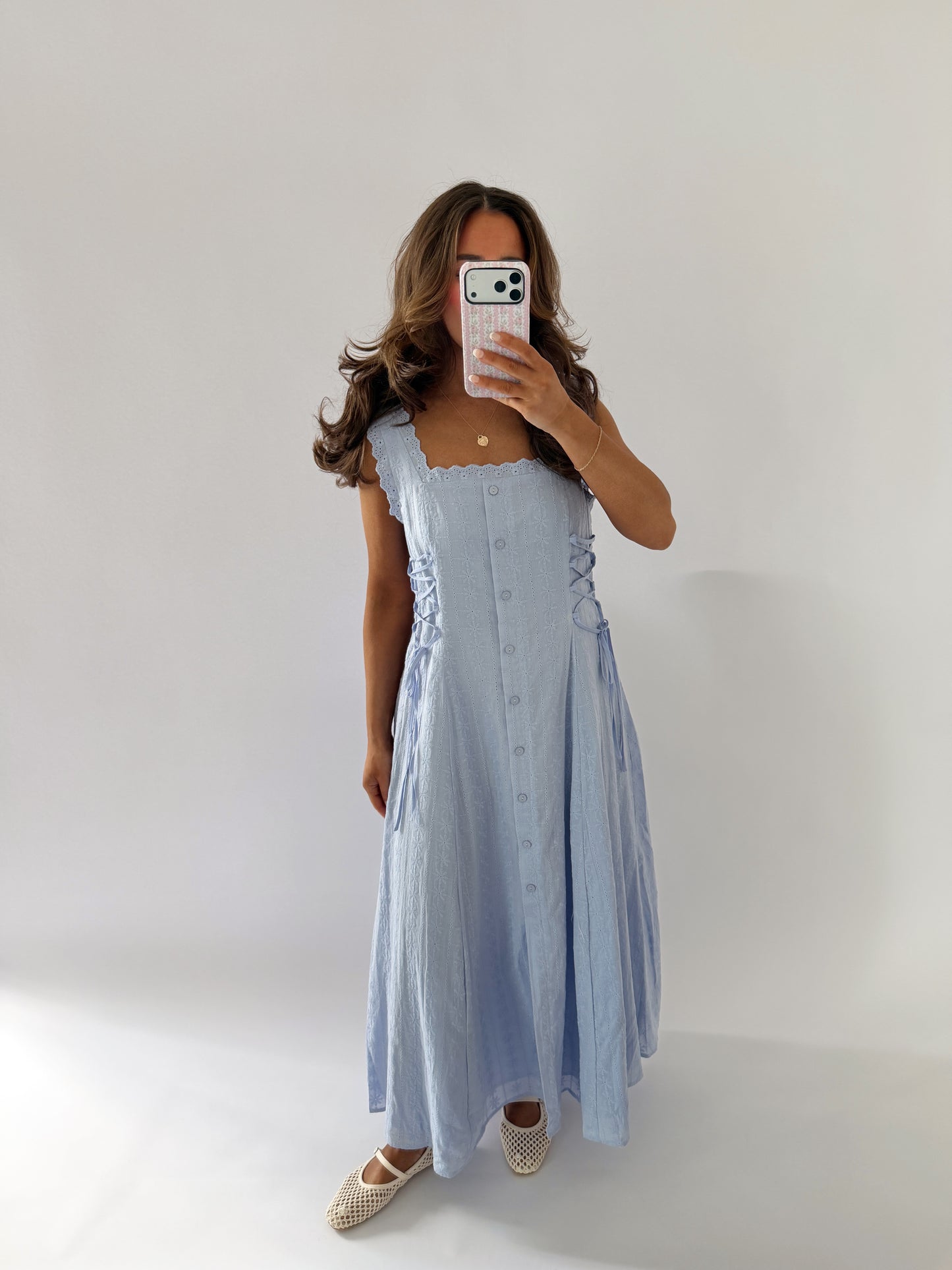 Cottage Charm Midi Dress Blue