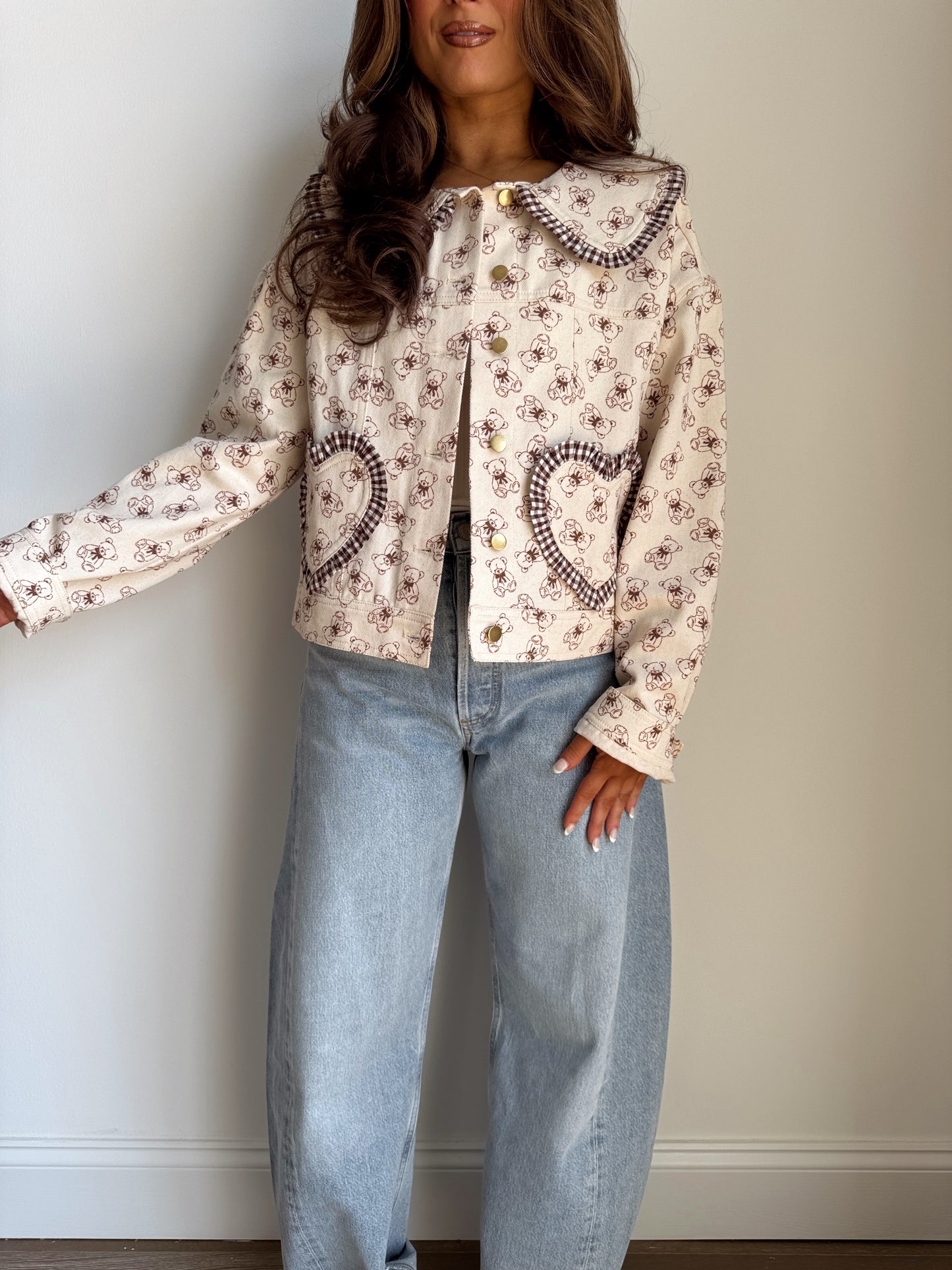 Teddy Love Gingham Jacket