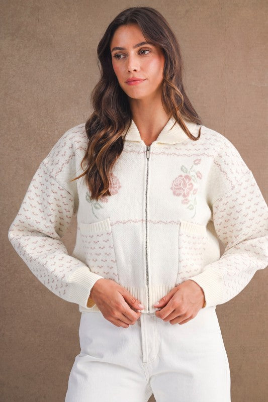 Enchanted Rose Zip Caridgan