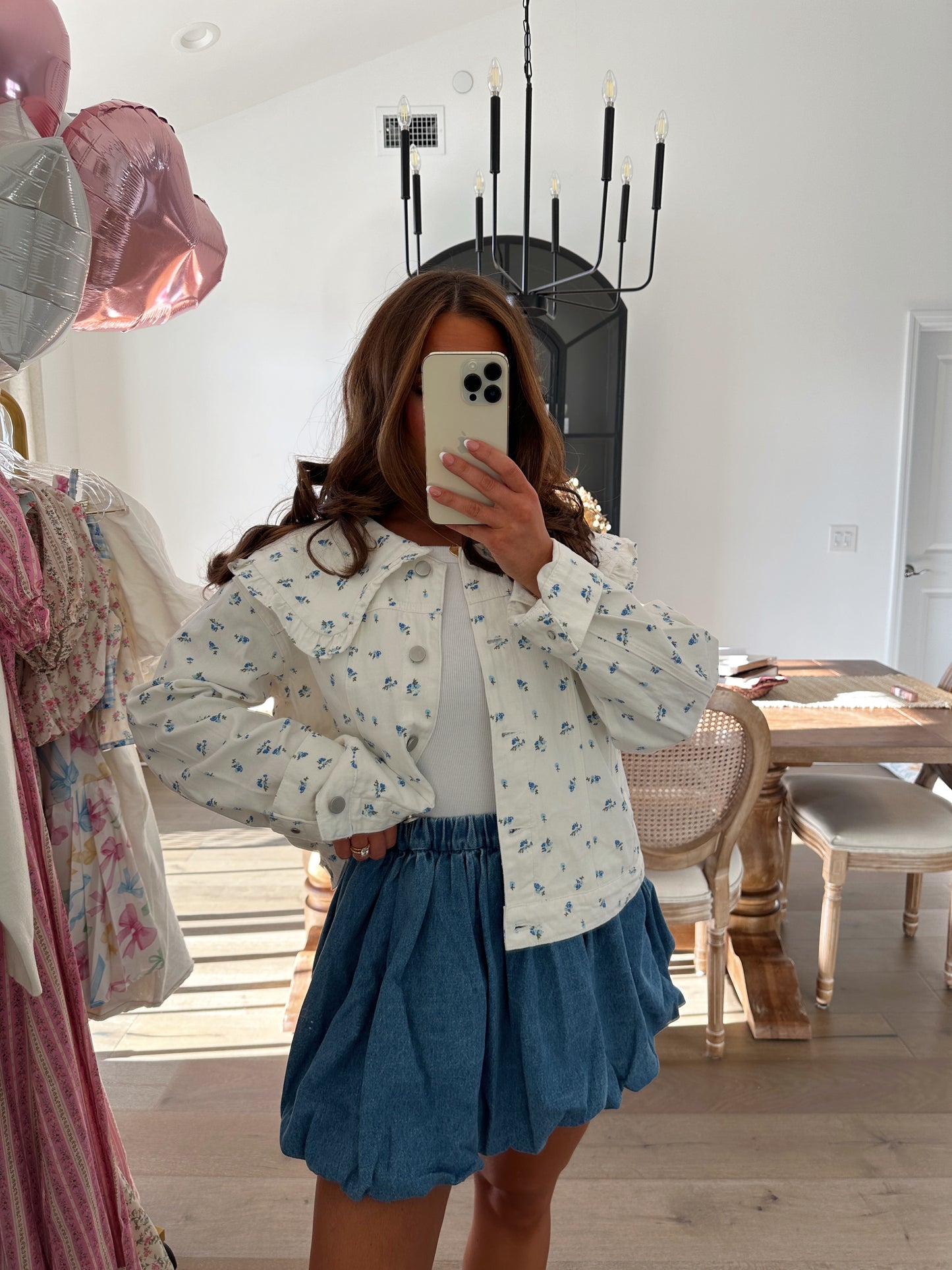 Poppy Denim Bubble Elastic Skirt