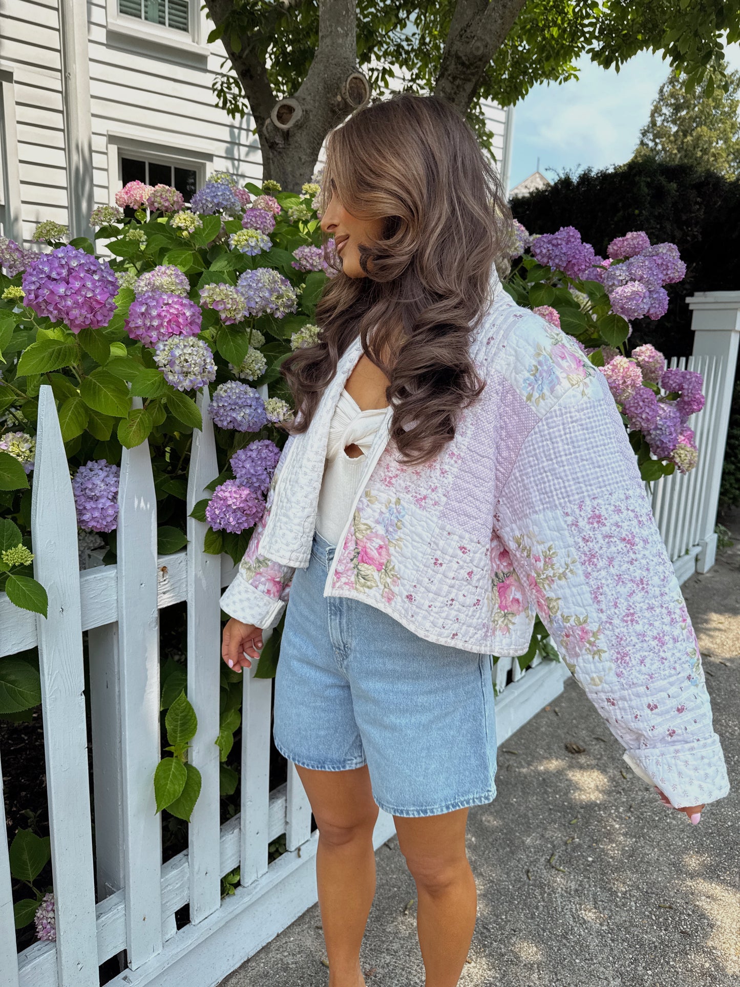 Lacey Floral Vintage Shabby Chic Bespoke Quilted Jacket PREORDER