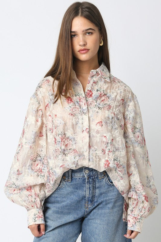 Mistletoe & Lace Floral Blouse