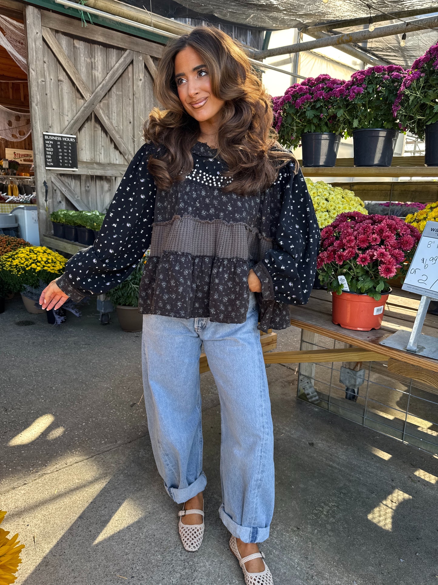 The Willow Balloon Sleeve Top (chocolate)