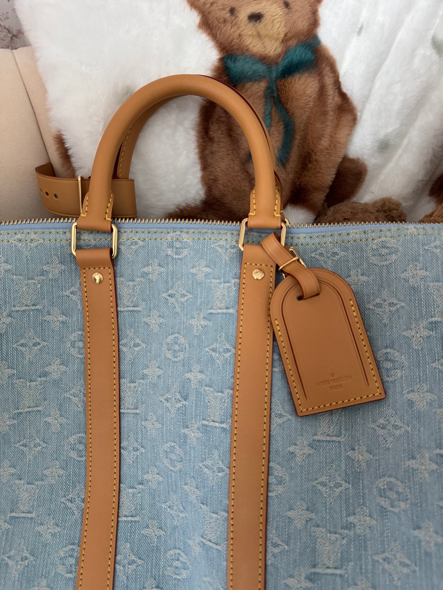 LV denim duffle bag