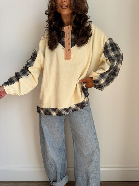 Vanilla Barn Plaid Flannel Henley