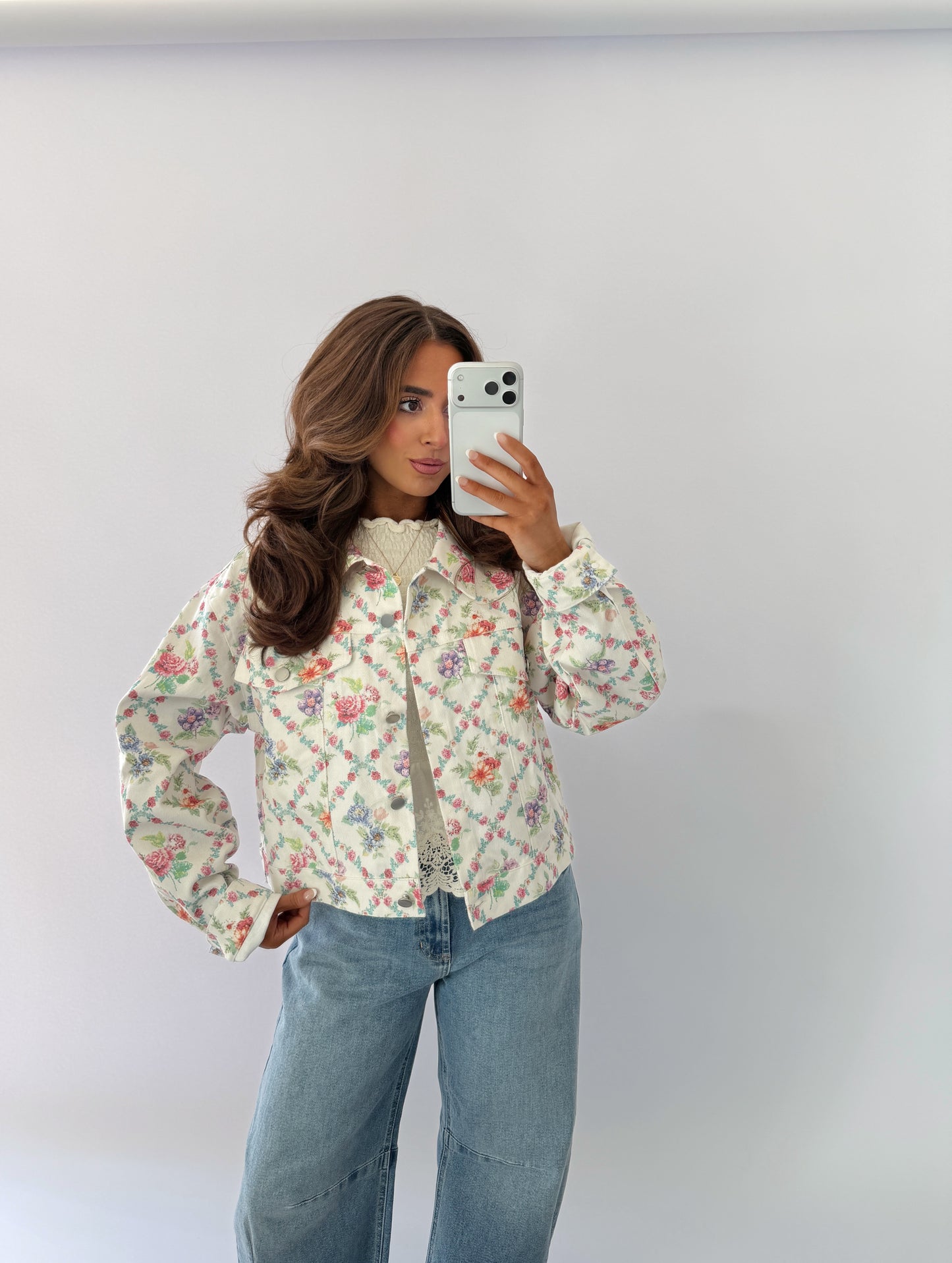 Vintage Flower Garden Denim Jacket