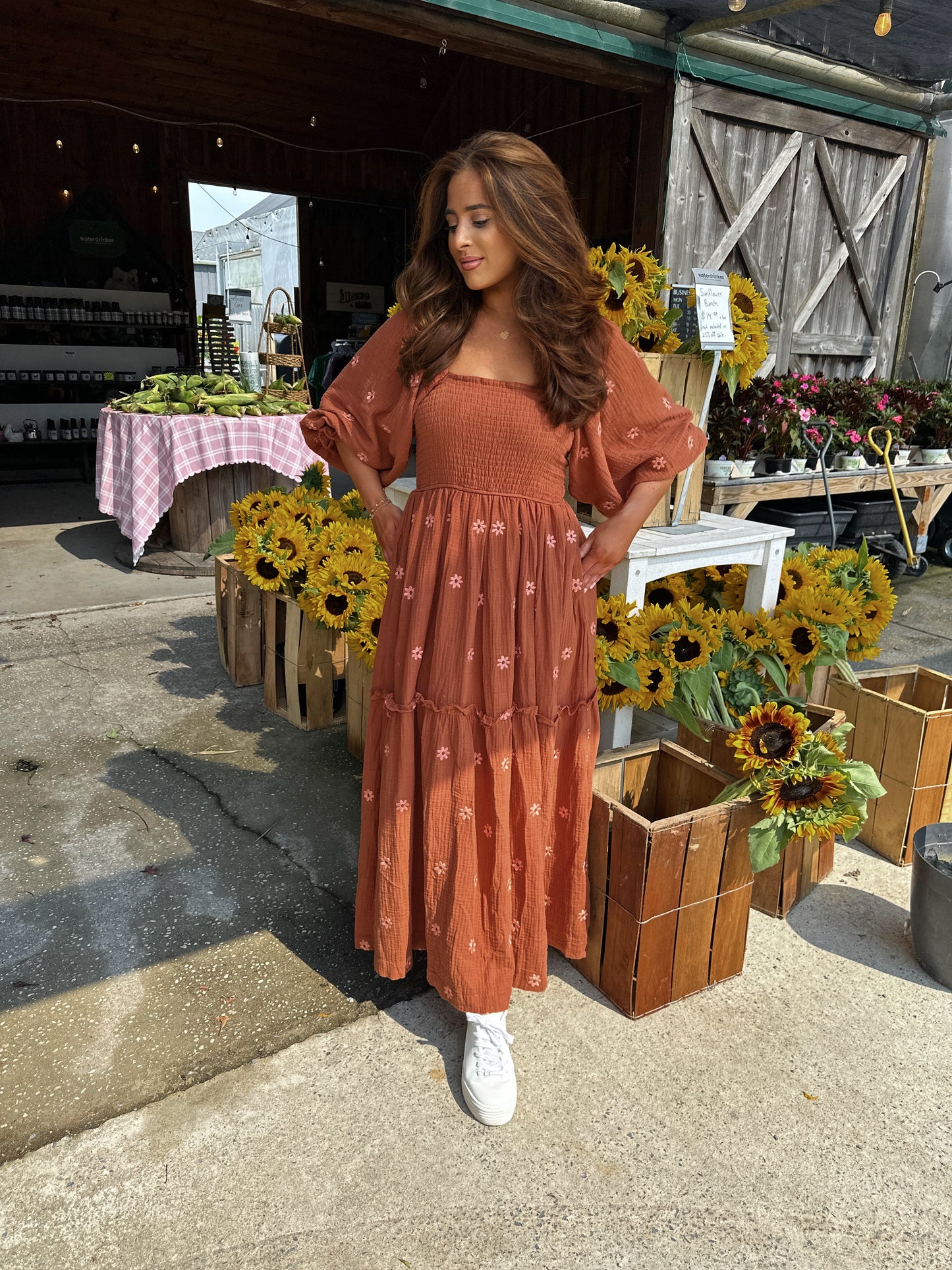 PRE-ORDER SEPTEMBER ARRIVAL Worthy GAUZE EMBROIDERY SMOCKING TIERED DRESS (estimated end of September )