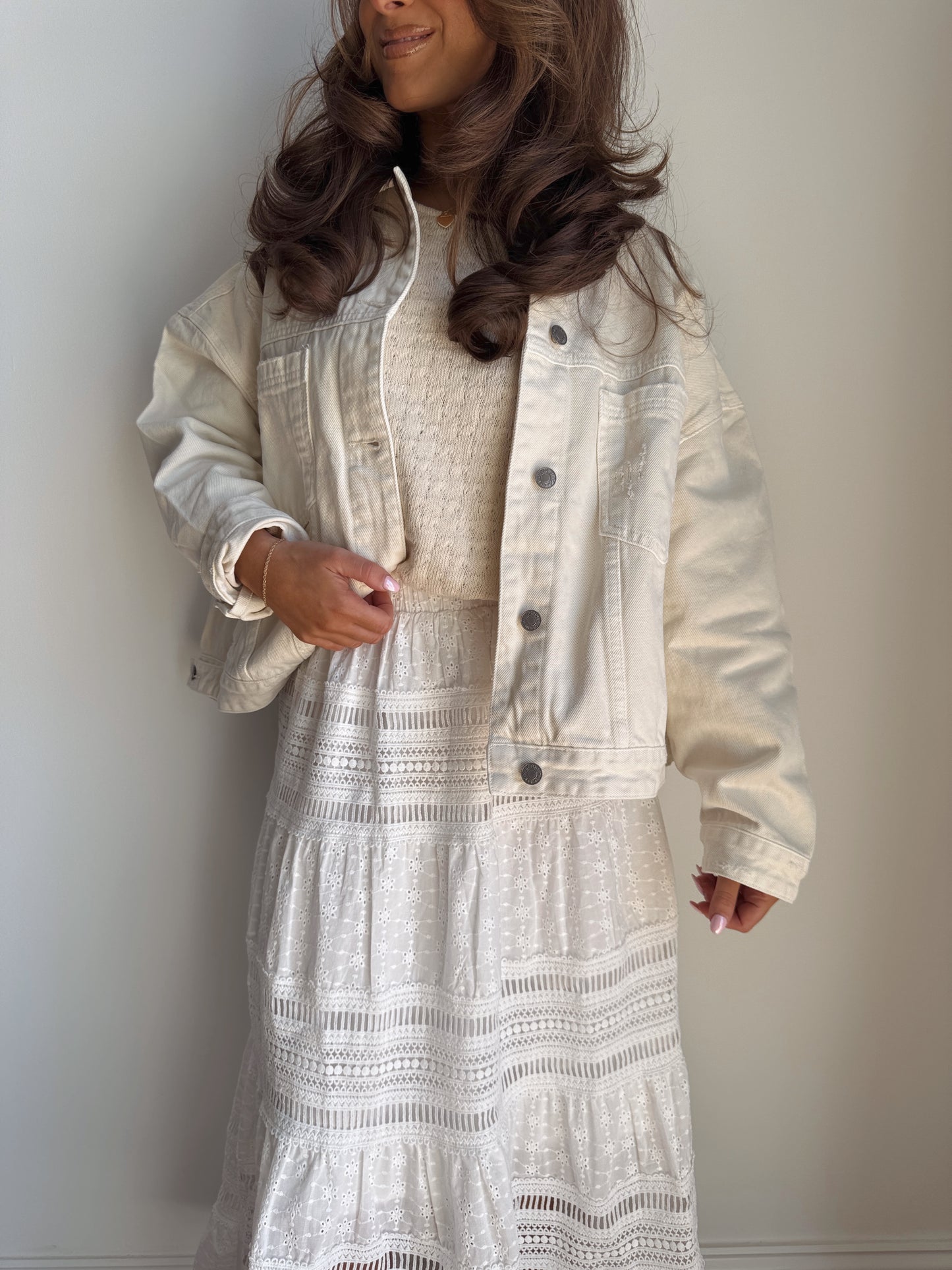 Darling White Eyelet Midi Skirt