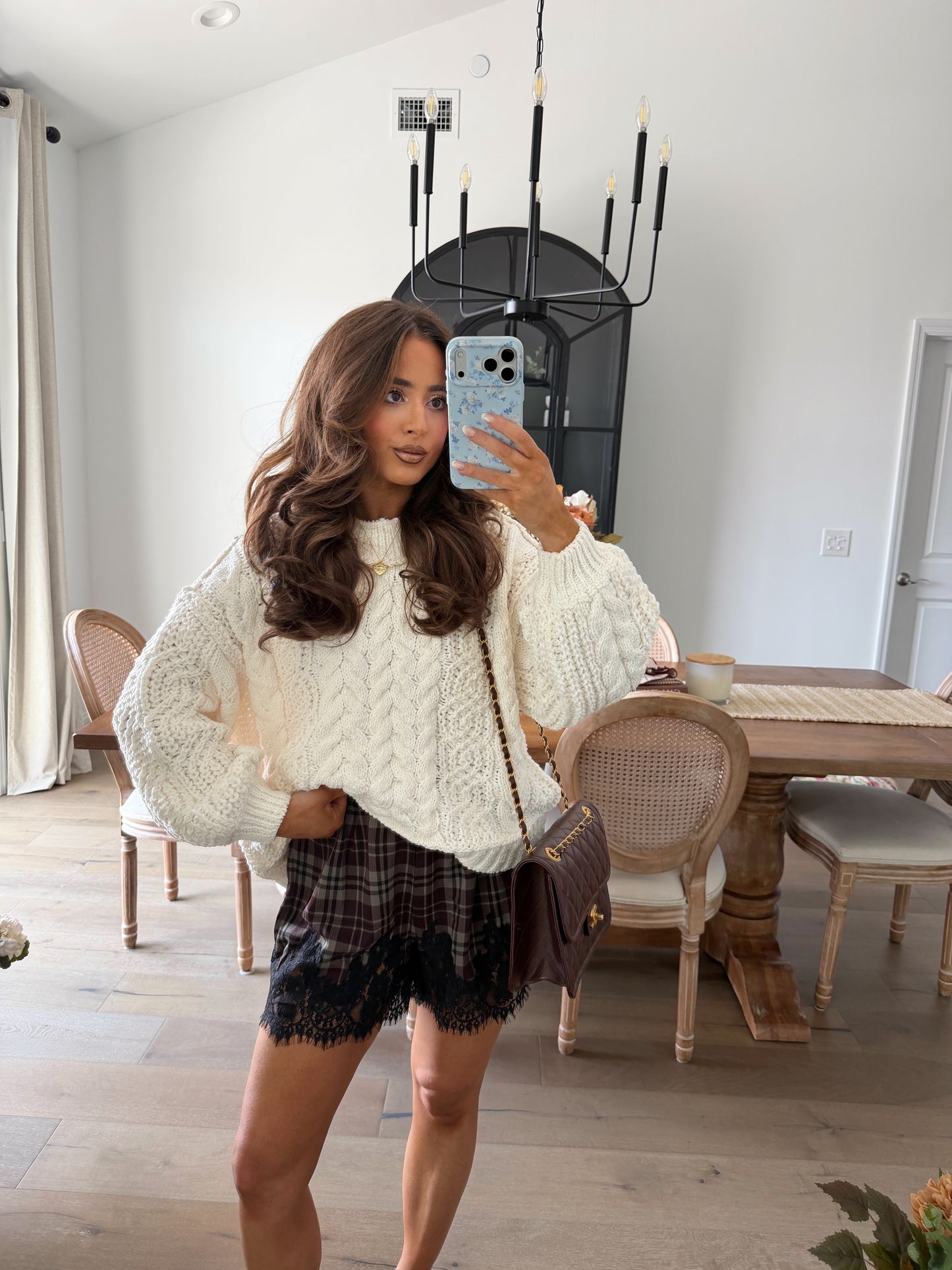 Changing Seasons Lace Plaid Shorts (Wine)