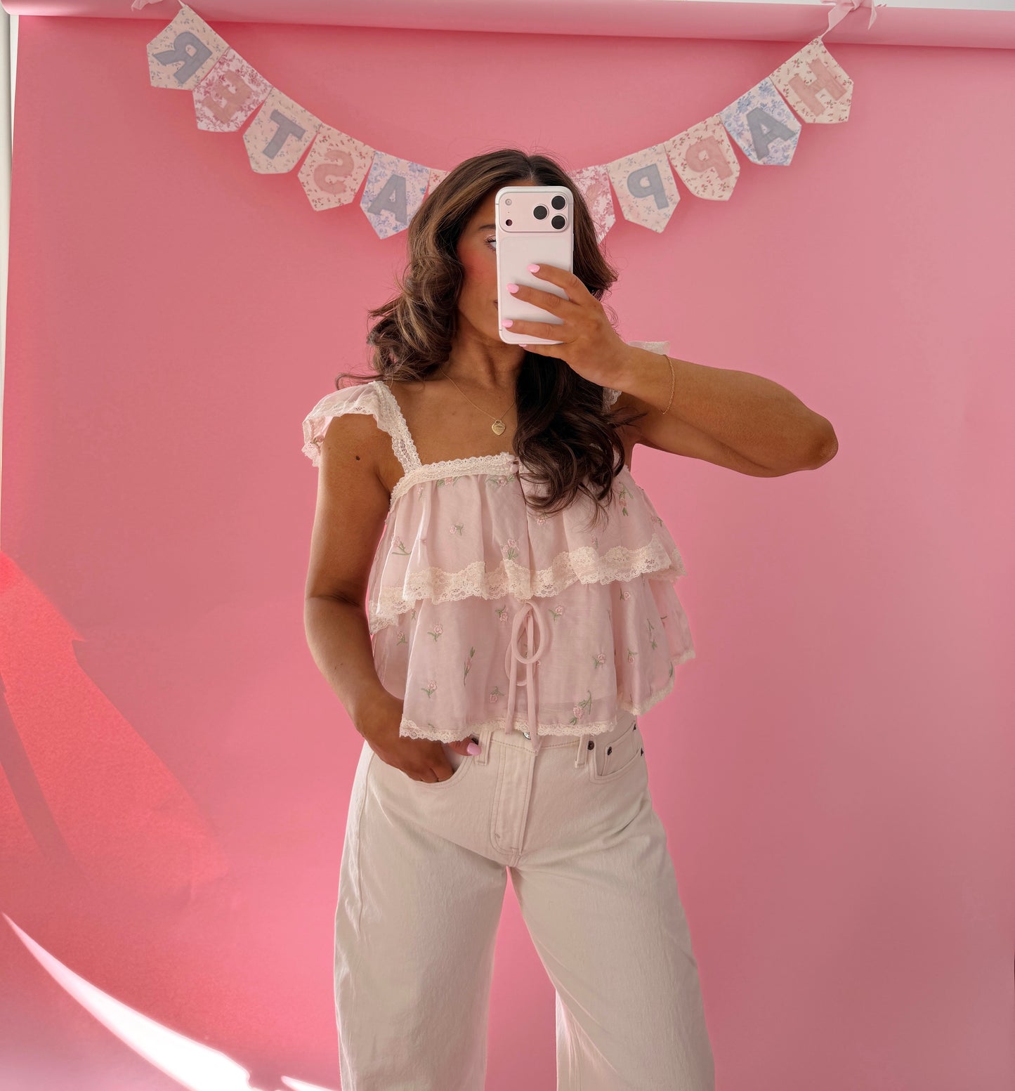 Darling In Bloom Floral Top (Ballet Pink) Restock 1-2 weeks