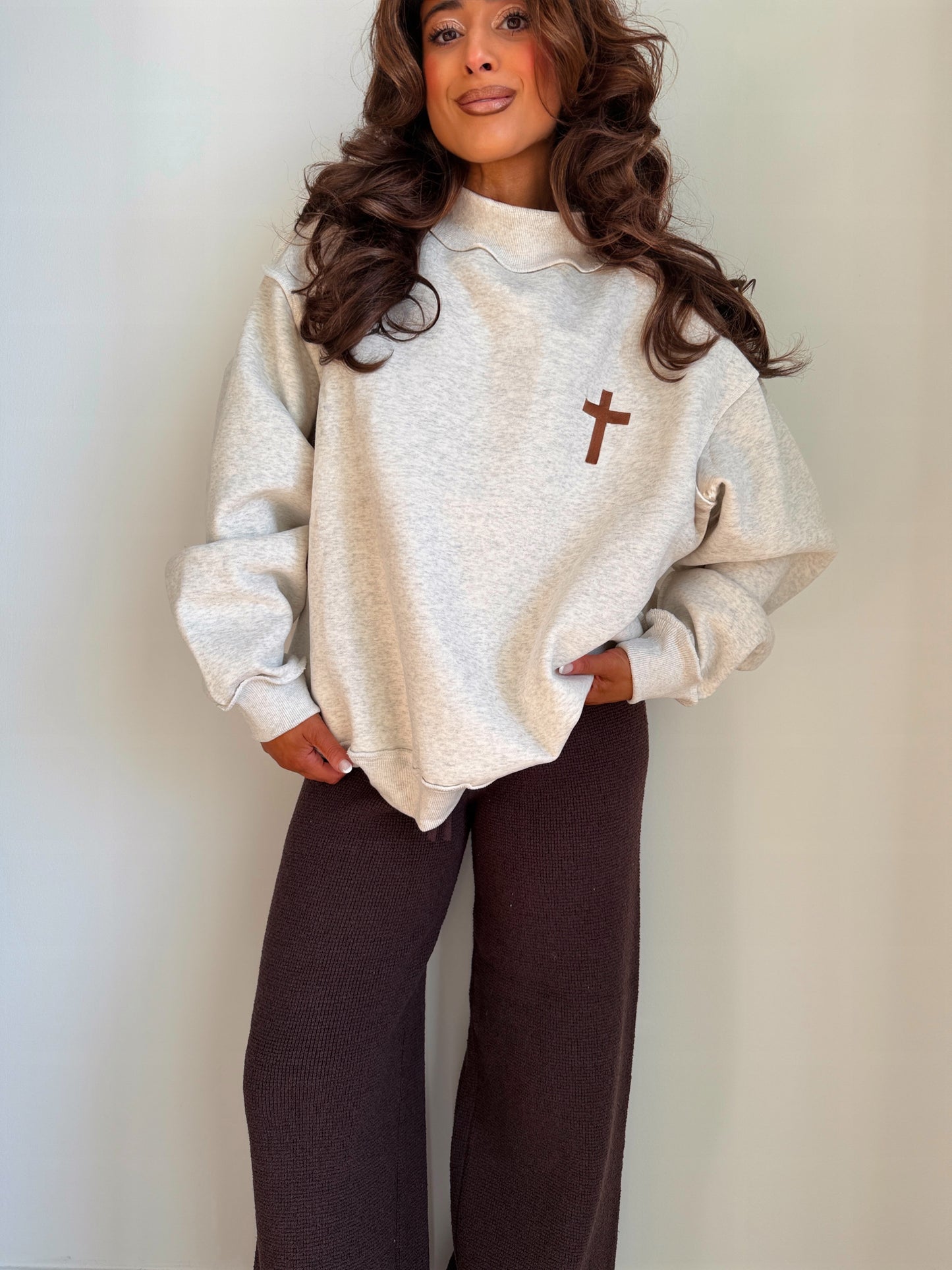 Jesus Saves/ Cross Mocha Reversible Mockneck