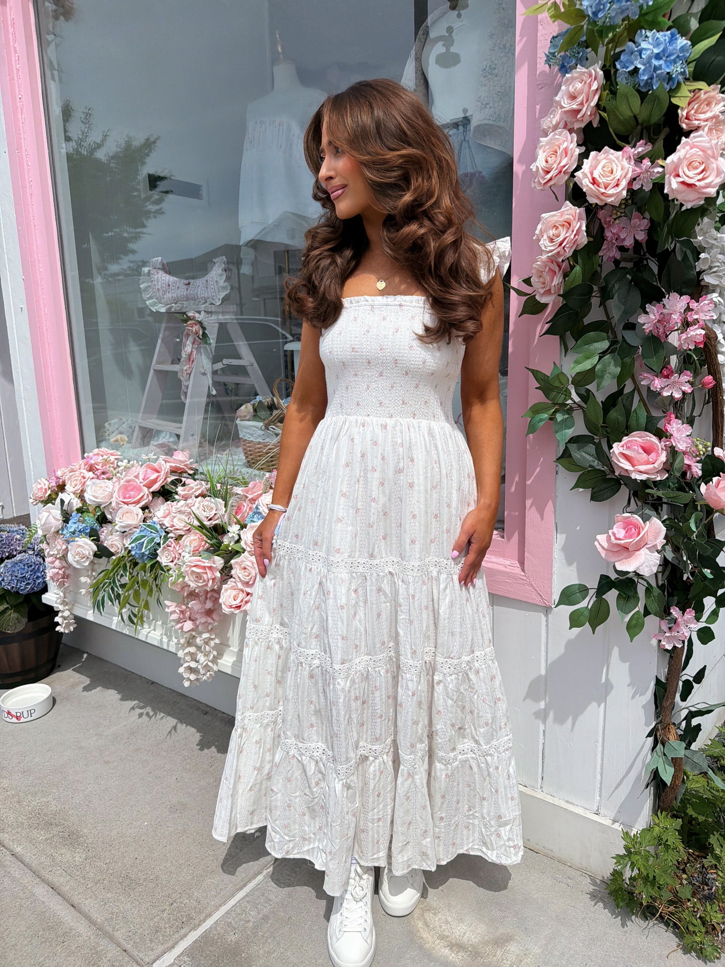 Dainty Darlin Floral Rose Midi 100% cotton dress
