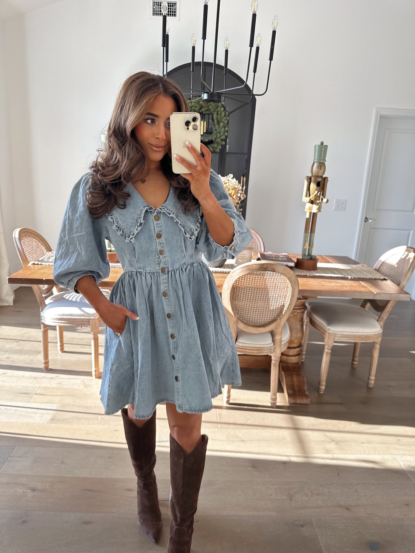 Fall Breeze Darling Denim Mini Dress