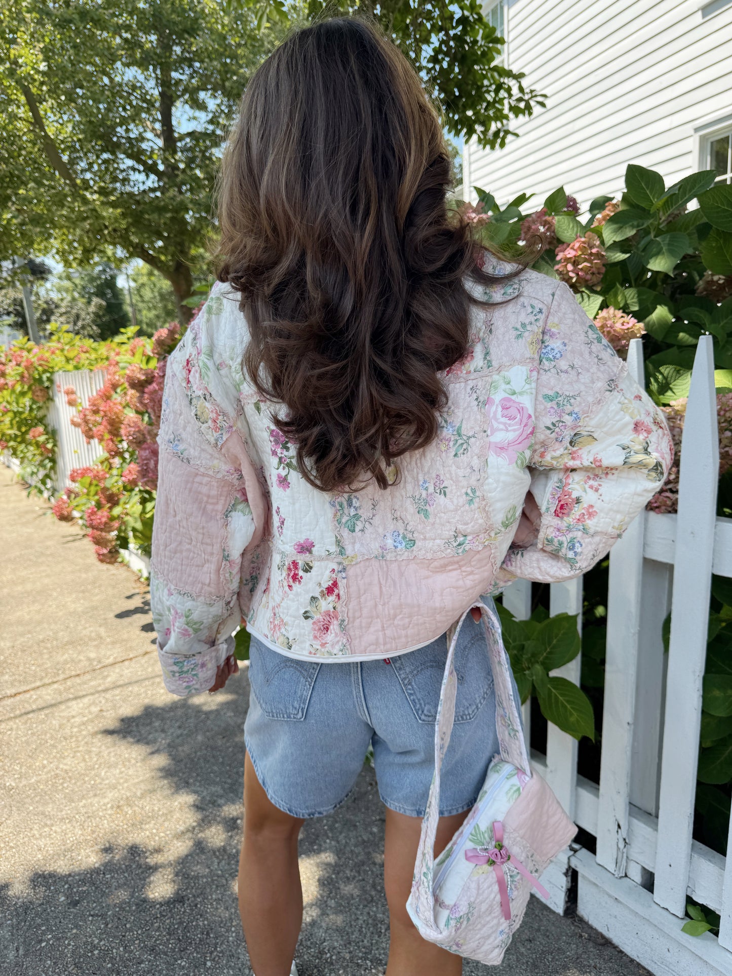 Cotton Candy Dreams Floral Vintage Shabby Chic Bespoke Quilted Jacket PREORDER