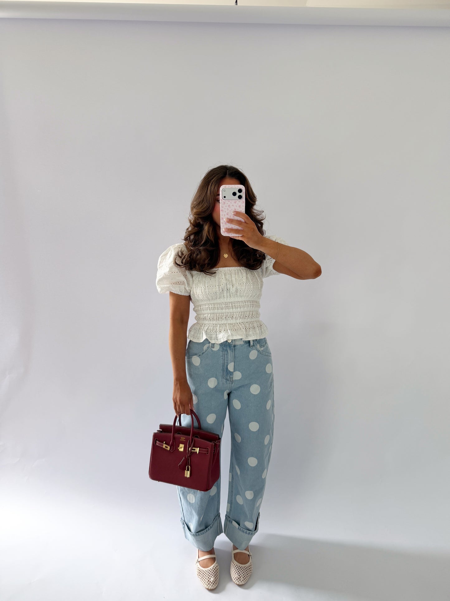 White Eyelet Everyday Puff Top